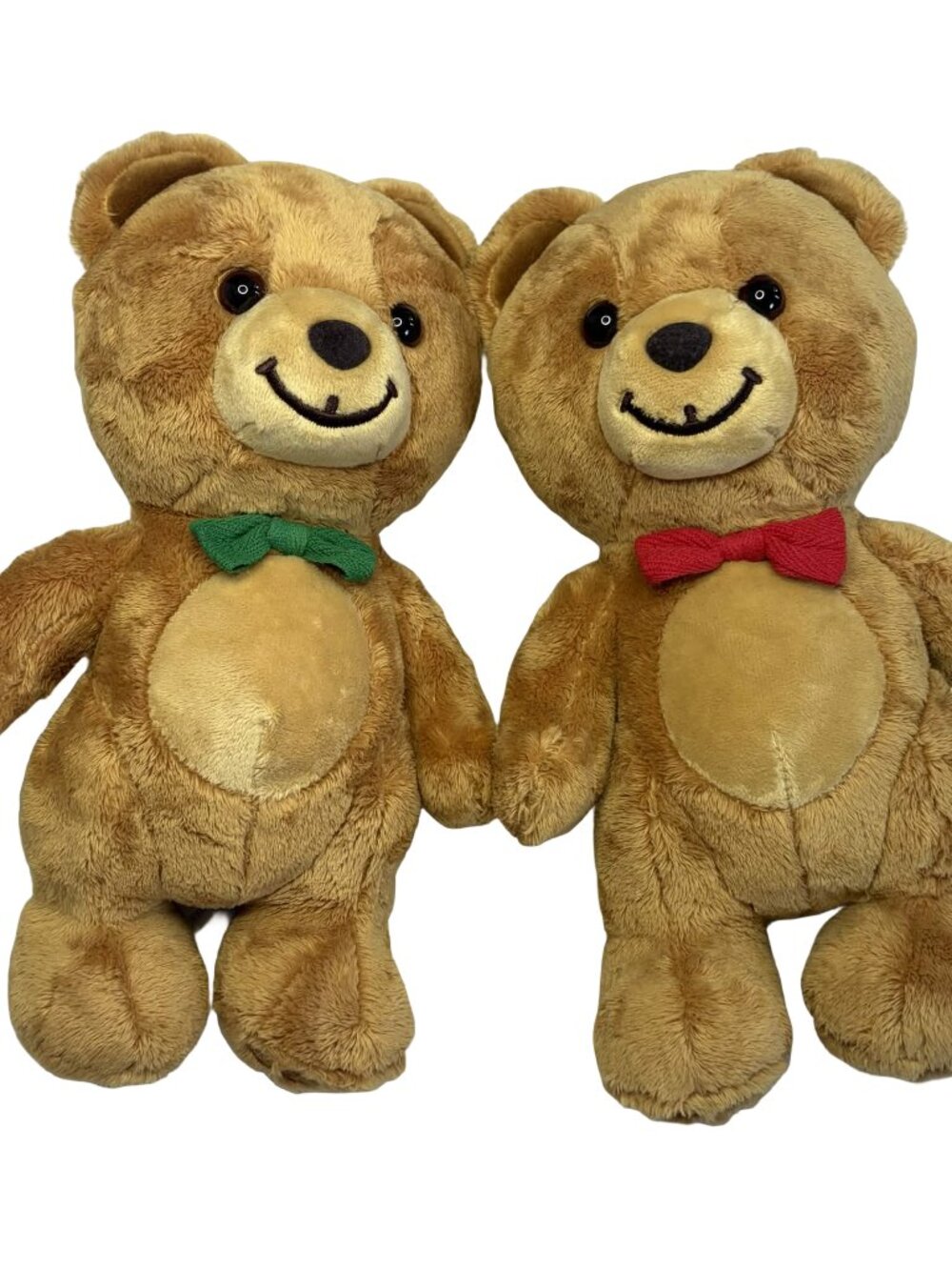 GUND Kraft Peanut Butter Teddy Bear Plush Set Pair Green Red Bow Tie 10"